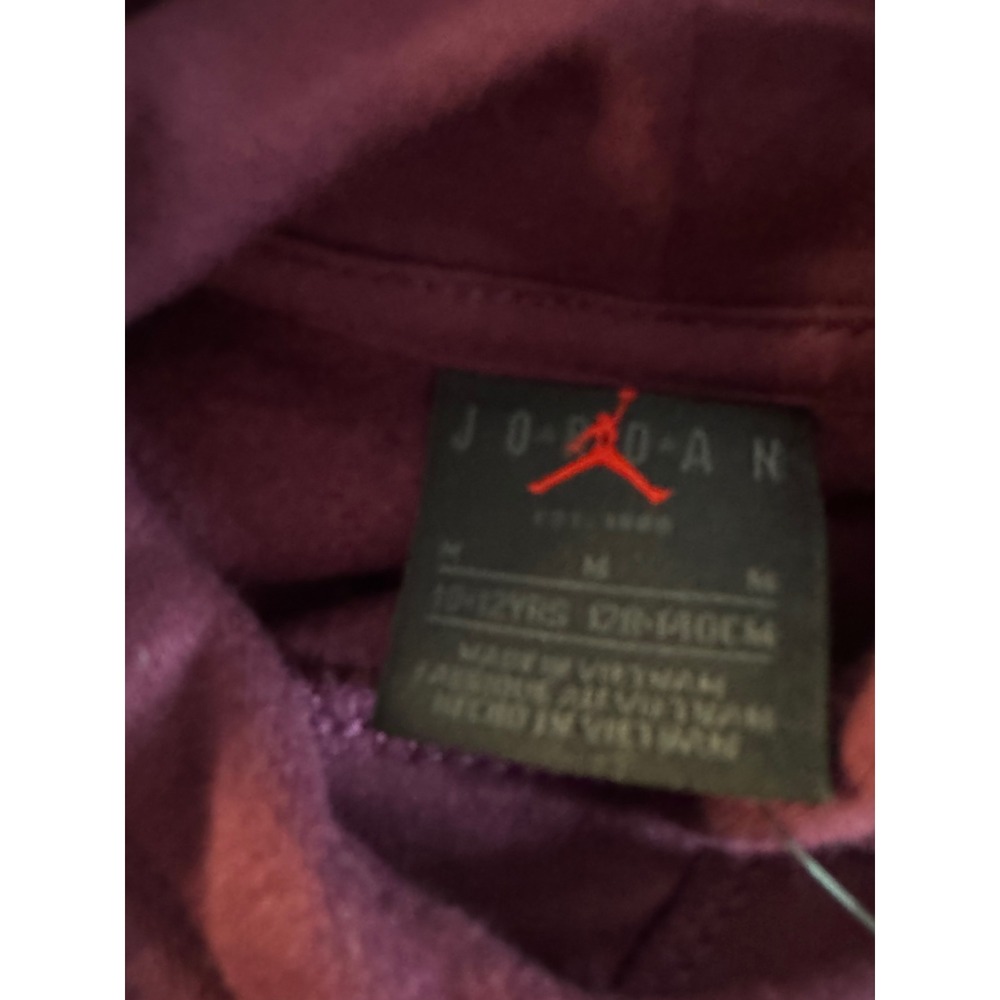 Jordan Pullover Hoodie Jumpman Bordeaux Purple Sweatshirt Girls Size M 10-12 NWT - Picture 3 of 5